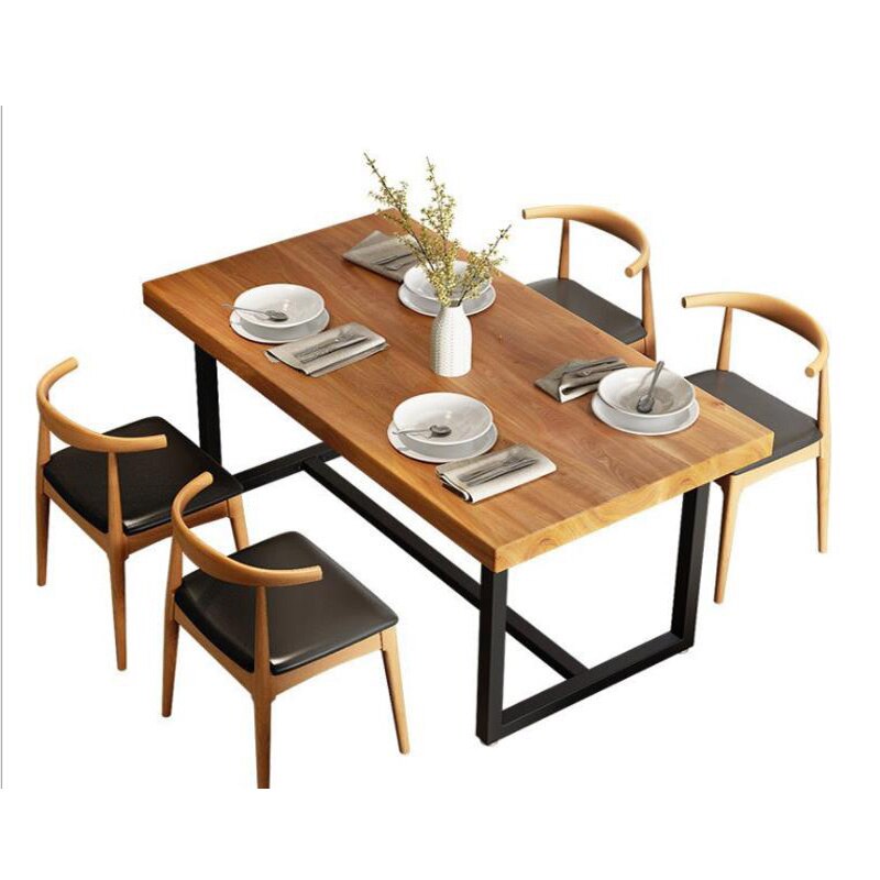 Simple and modern solid wood table, family living room, hotpot restaurant, table and chair, hotel and cafe